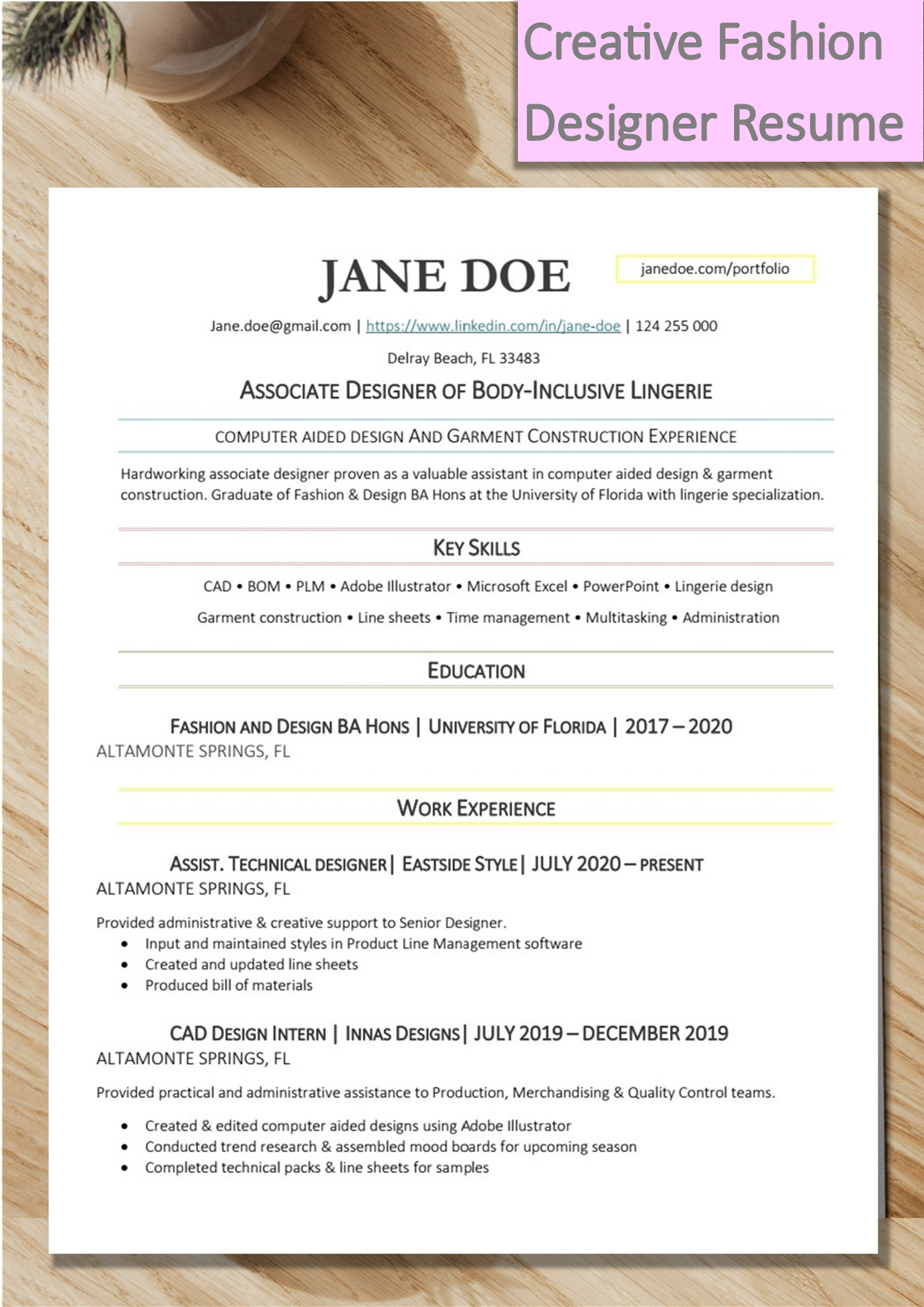 Fashion Designer Resume Sample