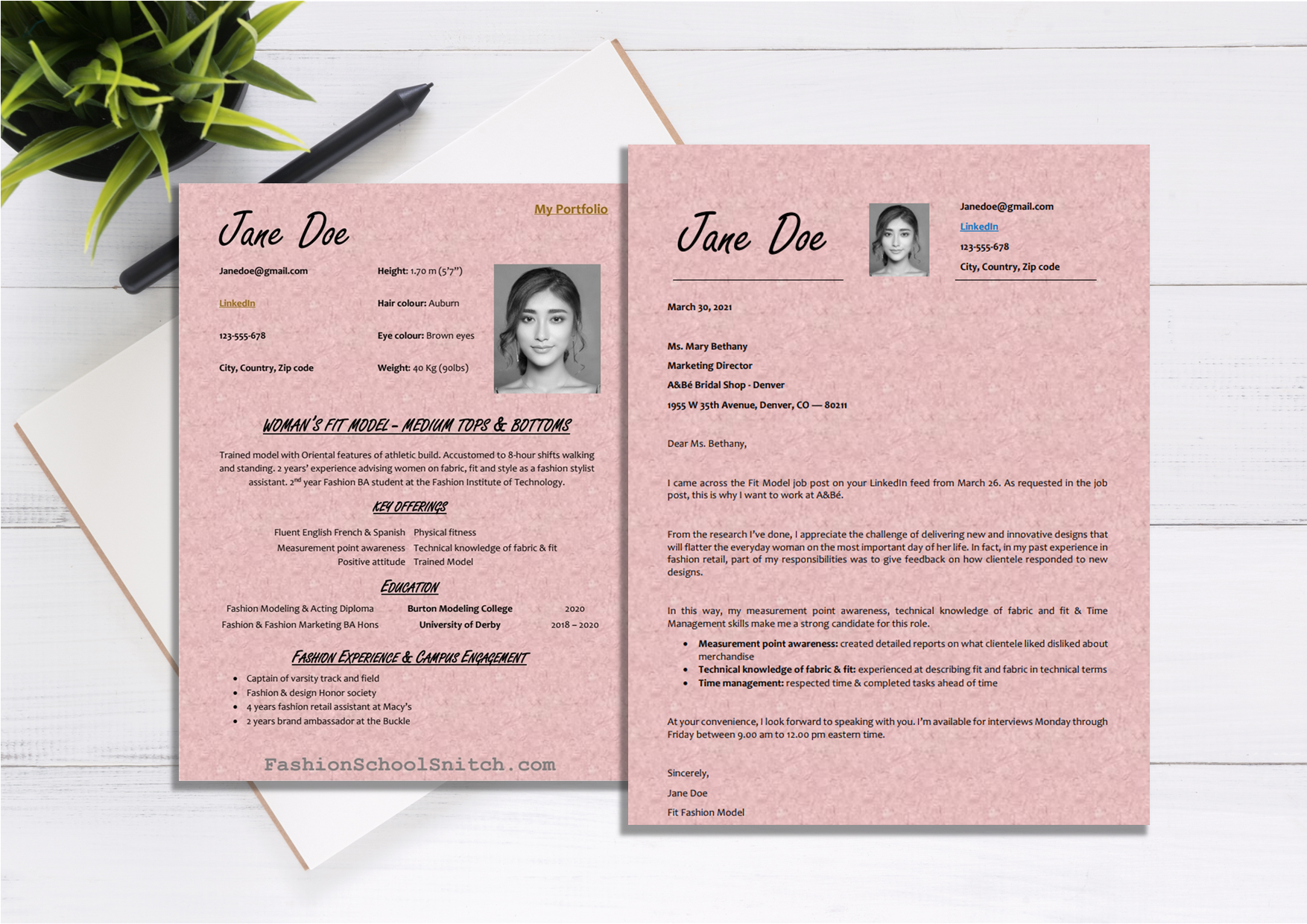 Fashion Model Cover Letter Template