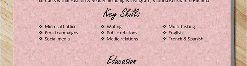 Fashion PR Resume Skills