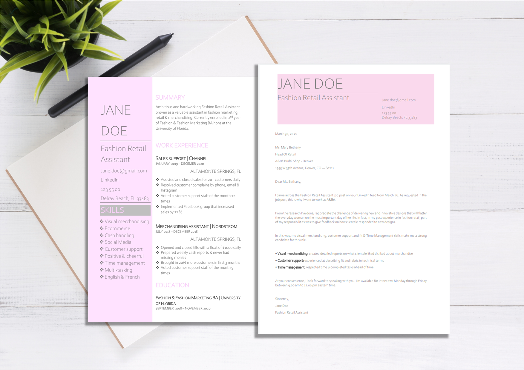 Fashion Retail Cover Letter Template