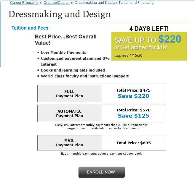 Penn Foster Career School Dressmaking and Design Online Fees