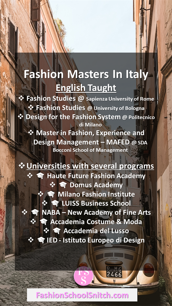 Fashion Schools Italy: English taught Masters degrees