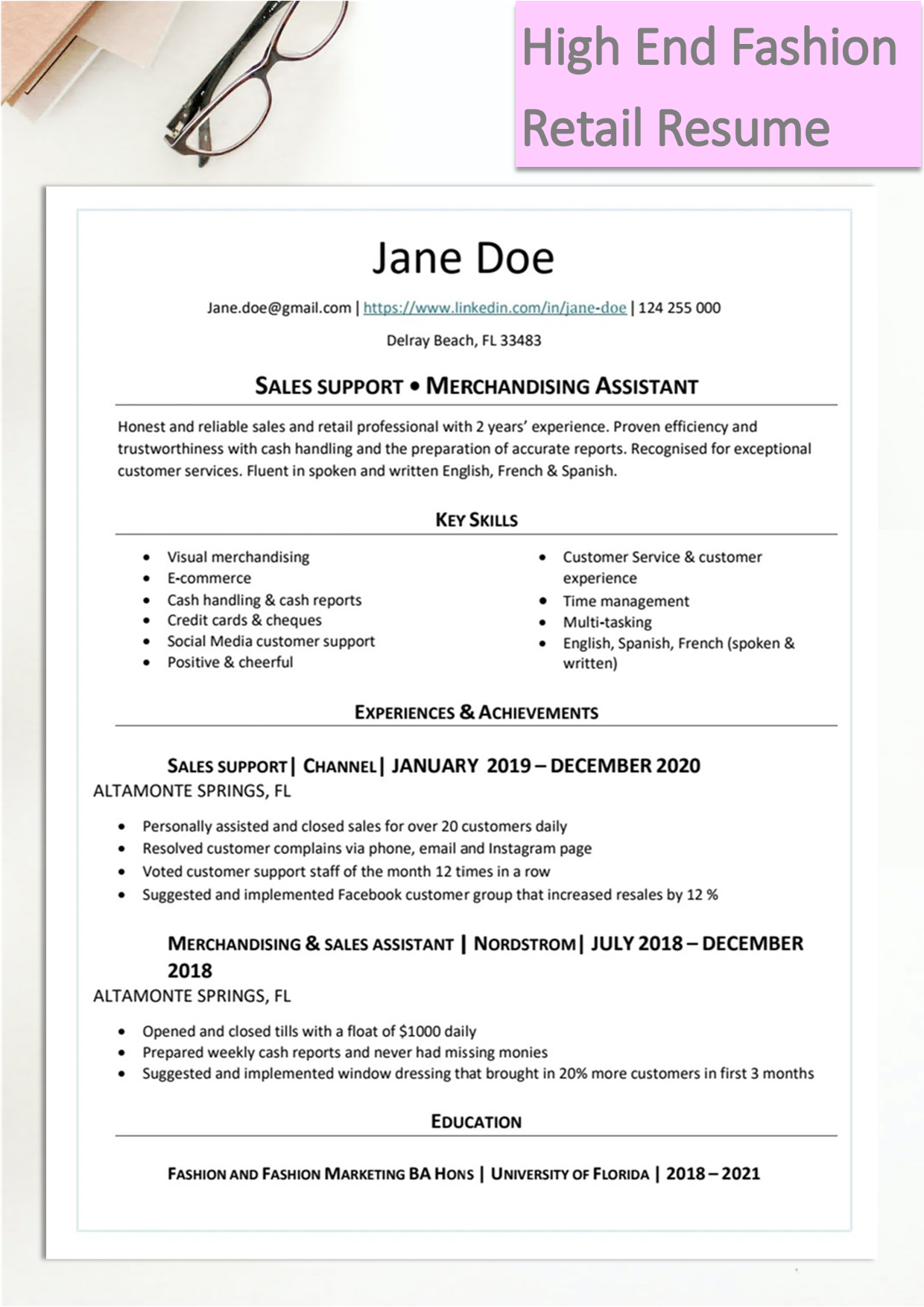 first job resume retail