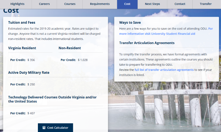 Old Dominion University Online Fees